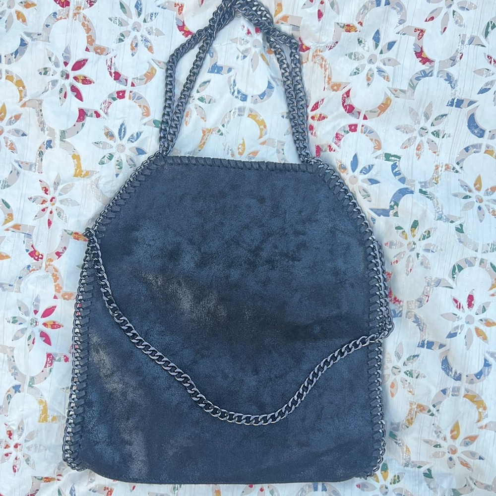 Gunmetal metallic chain link handle handbag/tote - Picture 13 of 16